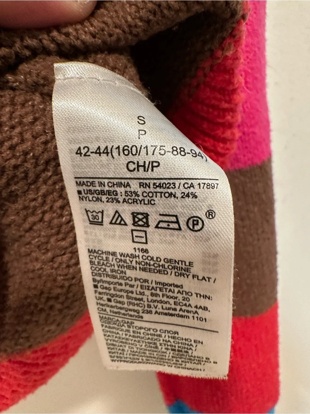 GAP Women's Bright Multicolor Stripe Crewneck Sweater